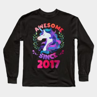 Cute Awesome Unicorn Since 2017 Funny Gift Long Sleeve T-Shirt